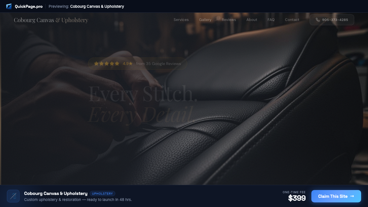 Cobourg Canvas & Upholstery website preview