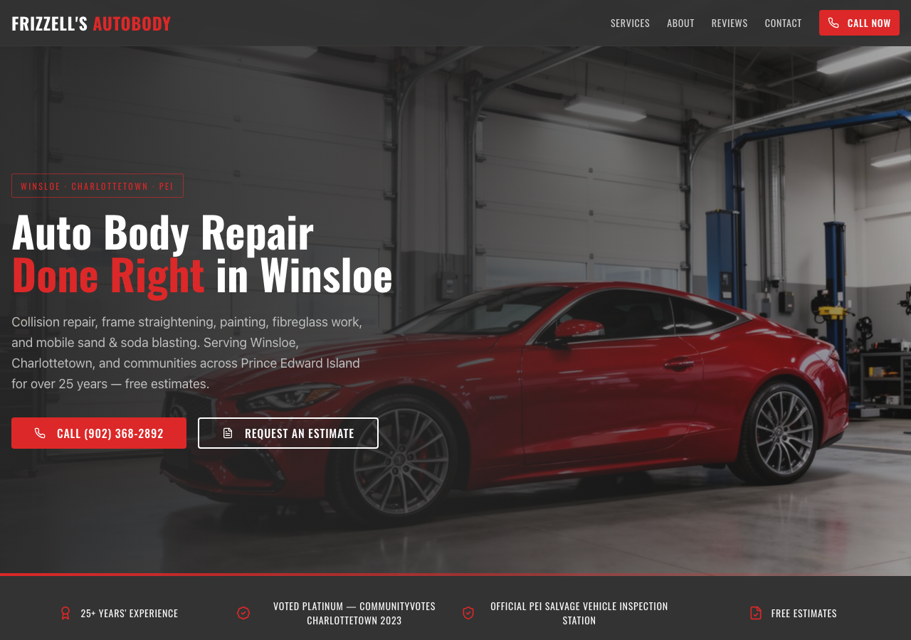 Frizzell's Autobody Ltd website preview