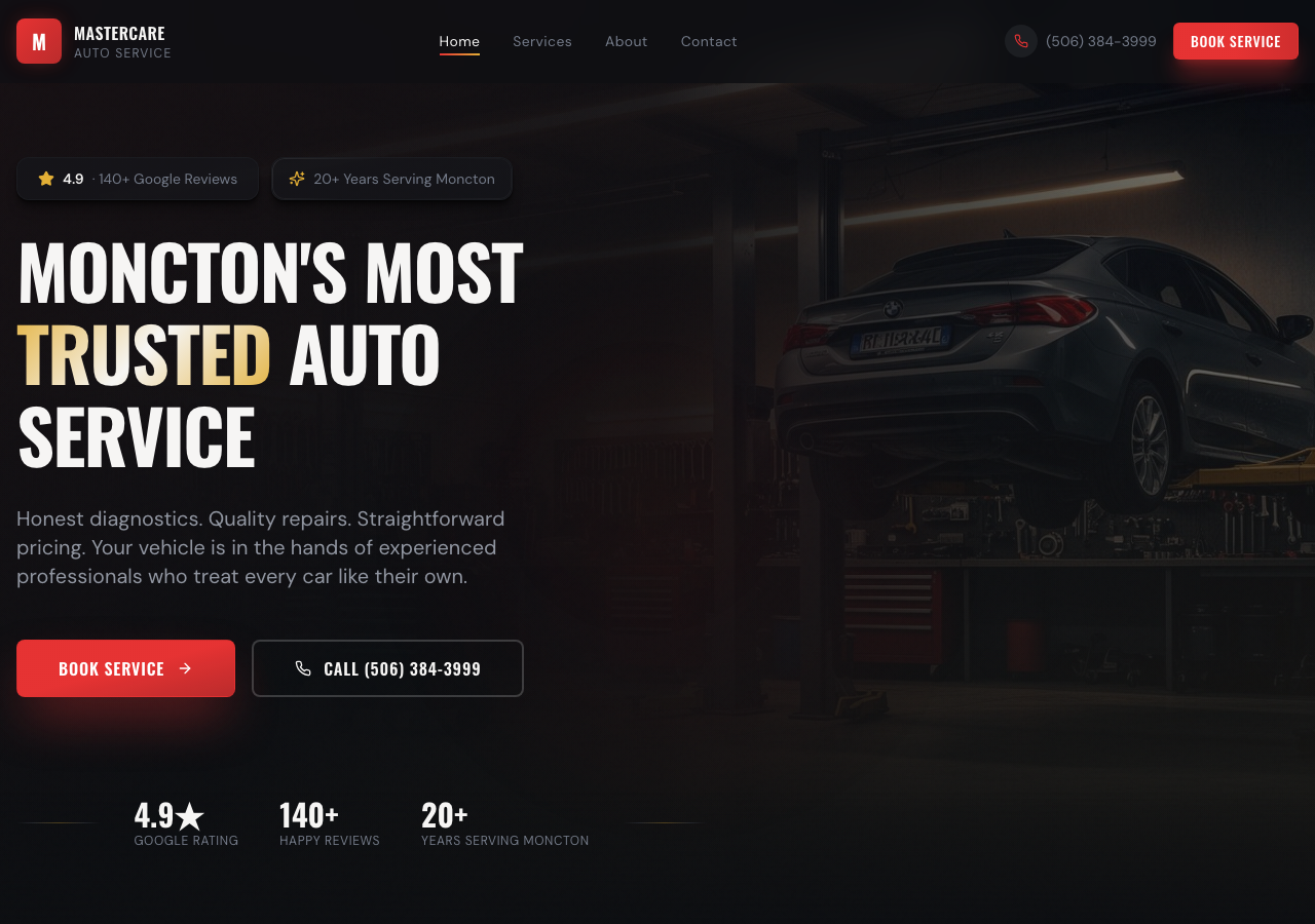 Mastercare Auto Service Inc website preview