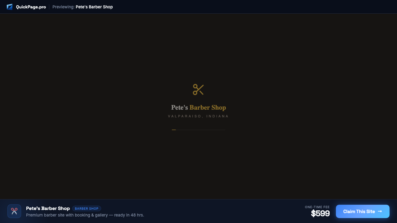 Pete's Barber Shop website preview
