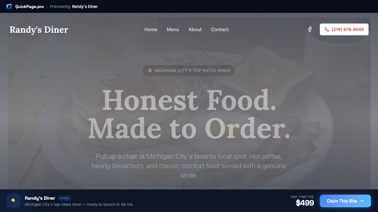 Randy's Diner website preview