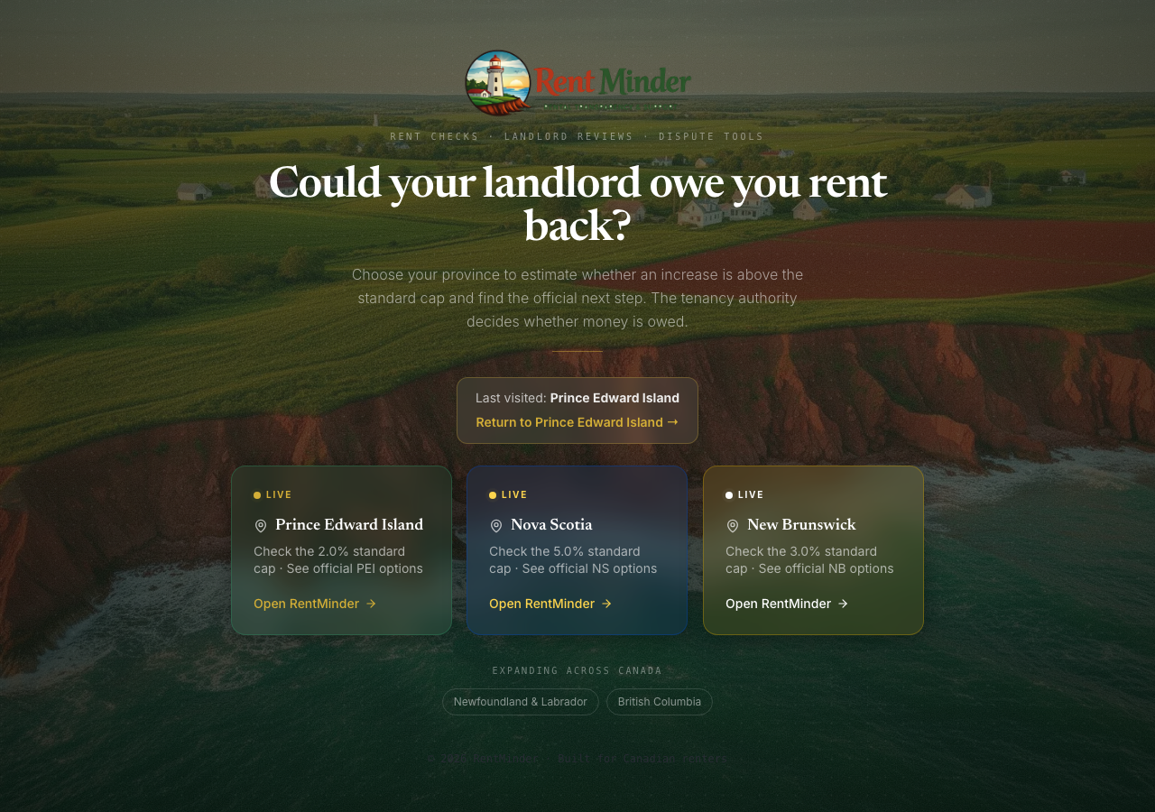 RentMinder website preview