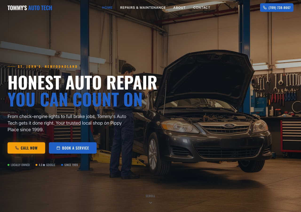 Tommy's Auto Tech website preview
