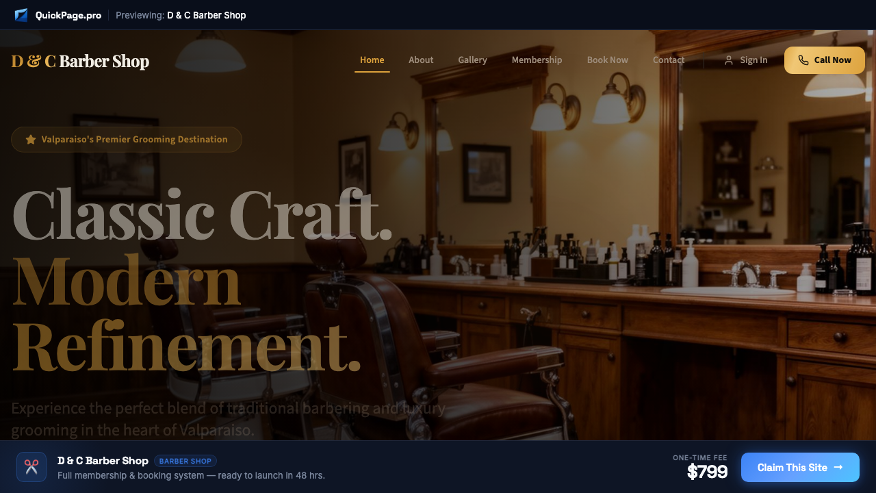 D & C Barber Shop website preview