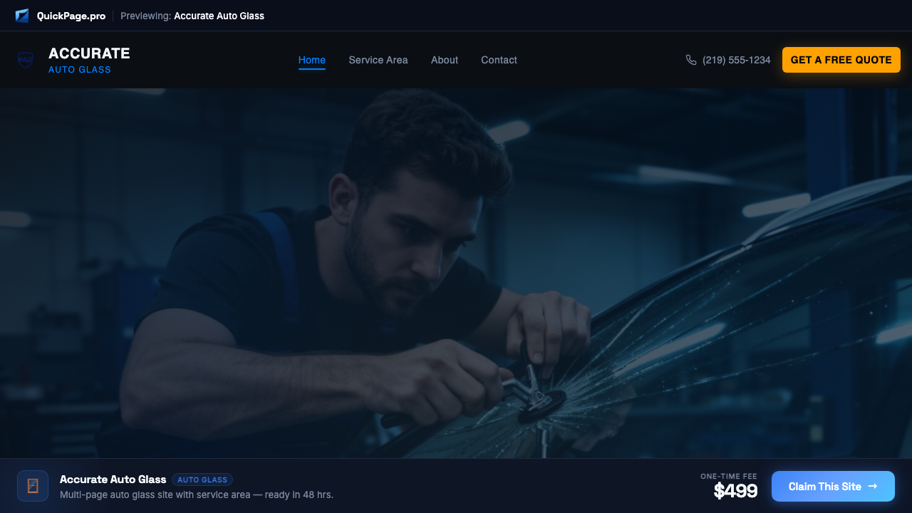 Accurate Auto Glass website preview